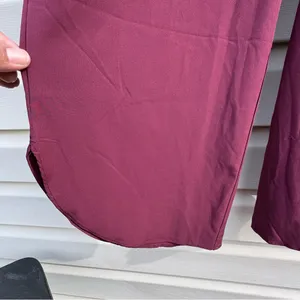 Halara Wide Leg Cropped Pants Burgundy Elastic Waist Comfort Size Medium thumbnail 3