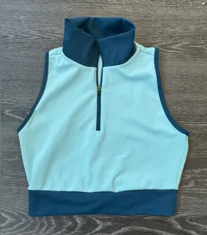 Thrive Societe Blocked Blue Spin Collared Crop Size Small thumbnail 1