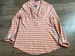 EUC Womens Pilcro And The‎ Letterpress Roll Tab Stripe Top 100% Cotton Size S thumbnail 1