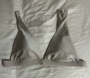 aerie Ribbed Triangle Champagne Bikini Top Size L thumbnail 1