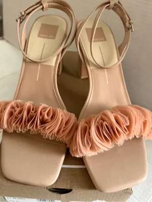 Dolce Vita Womens Lesha Blush Pink Leather Ruffle Sandals Heels Sz 10 NEW thumbnail 2