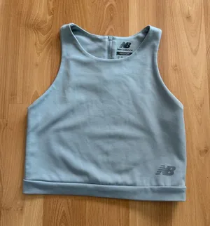 New Balance Light Blue Crop Tank Sports Bra Medium thumbnail 1