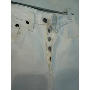 Levis‎ 501 Skinny White High Rise Button Fly Raw Hem Jeans W28 L27 thumbnail 5