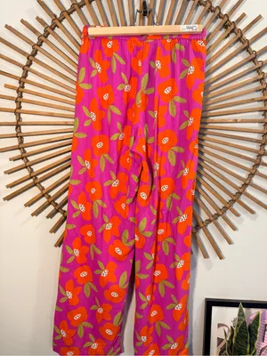 Compañía Fantástica Womens Printed Floral Wide Leg Pants Pink Orange Multi Boho thumbnail 8