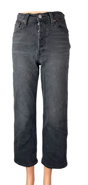 Levi's Women's Gray High Waisted Ribcage Straight Ankle Denim Jeans Pants Sz 26 thumbnail 1