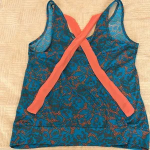 Lily Star beautiful vibrant teal & orange wrap back tank top w/ orange ties thumbnail 10