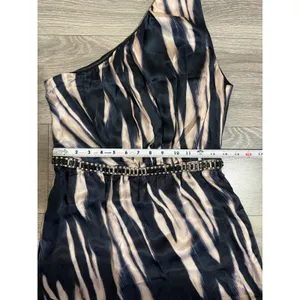 Marciano Los Angeles One Shoulder Maxi Dress Size S Navy Champagne Grecian‎ Slit thumbnail 7
