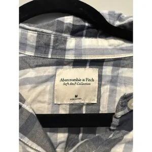 Abercrombie & Fitch Soft A&F Collection Plaid Flannel Shirt Blue White Medium thumbnail 2