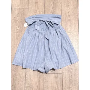 Ultra Flirt Strapless Romper Blue White Striped Tie Back Womens L Large NEW thumbnail 3