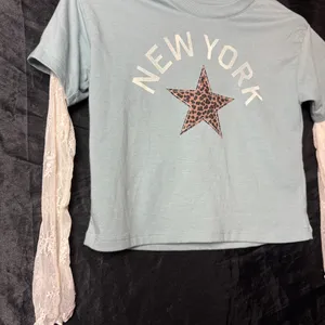 Y2K Baby Tee Blue Size XS thumbnail 3
