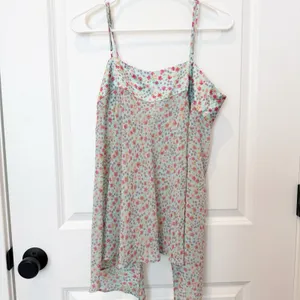 Victoria's Secret Y2K Coquette Fairy Sheer Slip Dress Large Ditsy Floral‎ Open Tie thumbnail 5