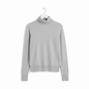 Free Assembly Womens Sweater Size L Heather Grey Ribbed Turtleneck Knit Classic thumbnail 2