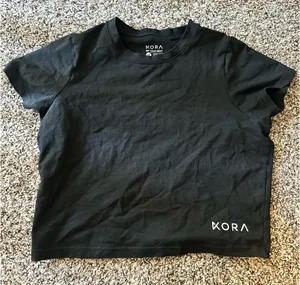 KORA Fitness black cropped workout top thumbnail 1