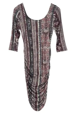 Free People Jasmine Boho Ruched‎ Bodycon Dress Soft Purple Floral Print Keyhole thumbnail 1