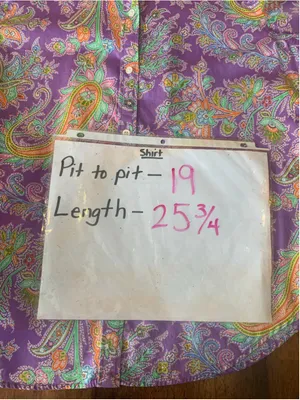 Lauren Ralph Lauren Paisley Button Down Shirt, Size M, Purple/Orange thumbnail 4