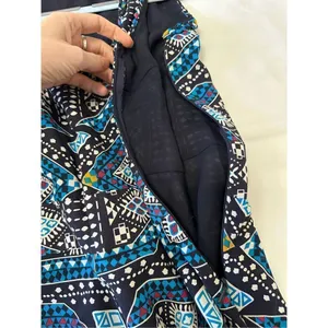 Tory Burch Camilla Dasha Silk Blue and Black Print Dress Size 4 thumbnail 10