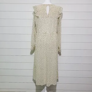 Madewell Smocked Ruffle-Shoulder Midi Dress in Inkbrush Dots‎ Size M thumbnail 6