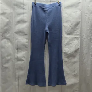 Aerie Blue High Waisted Cozy Waffle Knit Pull On High Waist Flare Pants Medium thumbnail 4