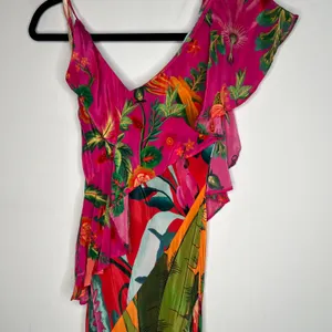 Farm Rio Mixed Flowery Ruffle Midi Dress Size XS thumbnail 4