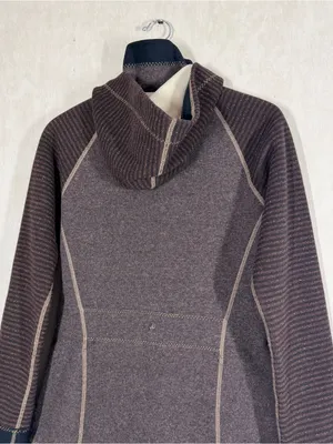 Prana Women’s Bijou Jacket Fleece Lined Wool Blend Hooded Full Zip in Brown L thumbnail 5