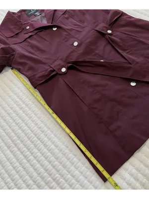 London Fog Burgundy Belted Collared Trench Coat Sz L Large Missing The Hood thumbnail 4
