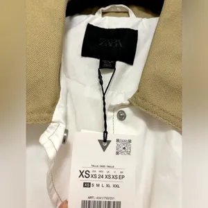 Zara Cream Zip-Up Cropped Jacket with Beige Collar thumbnail 11