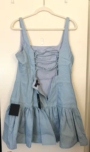 Lulus Blue Lace-Up Backless Drop Waist Mini Dress thumbnail 4