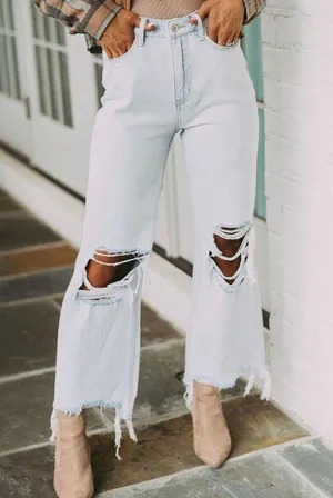 Trina Destroyed Jeans Gray Size 6 thumbnail 1