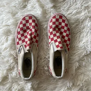 Vans red crème checkered slip ons thumbnail 2