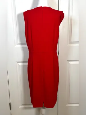 Alexia Admor Red Bow Sheath Dress Wedding Guest Holiday Cocktail Career Gala L thumbnail 4
