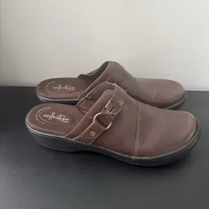 Women's Clarks Delana‎ Misty Dark Brown Leather Mule Clogs Size 11 thumbnail 5