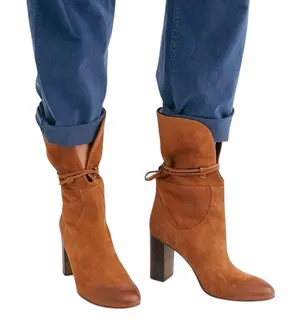NEW Free People Brown Distressed Suede Mila Heel Boot size 39 thumbnail 1