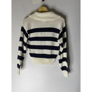 NWT Anthropologie Maeve V‎ Neck Striped Polo Pullover Sweater XXS thumbnail 2