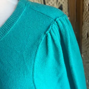 Free People Cashmere Teal Pearl Button-Up Cardigan Sweater thumbnail 5
