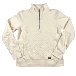 L.L. Bean Small Quilted Quarter Zip Pullover Cream EUC Outdoor Fall Cozy thumbnail 2