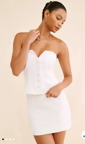 BHLDN Strapless Vest Mini Dress white cotton fall party formal $200 thumbnail 1