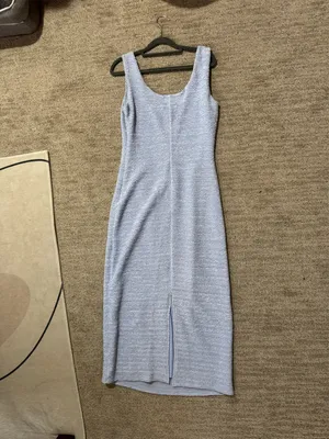 Light Blue Lulus Textured Midi Column Dress thumbnail 4