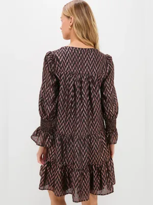 Tuckernuck Pomander Place Kenzo Long Sleeve Mini Dress in Metallic Ikat Medium thumbnail 2