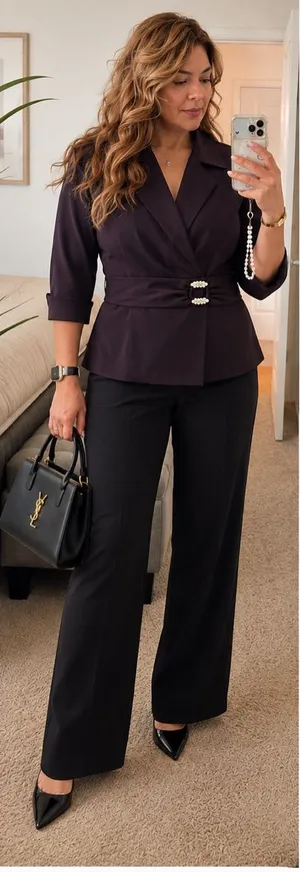 Kathy Roberts Plum Wrap Jacket with Pearl Buckle Purple Size 16 thumbnail 1