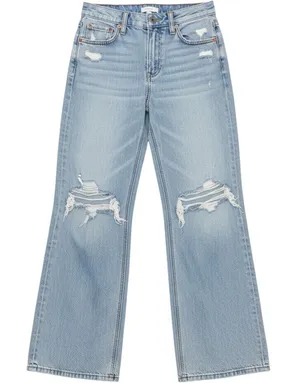American Eagle Strigid Jeans Women 000 Light Wash Distressed Wide Leg High Rise thumbnail 1