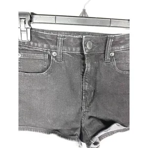 American eagle 360 super stretch hi-rise shortie‎ black shorts women's size 2 thumbnail 2