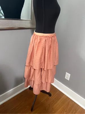 NWT lilou Oval Tweed Elastic Tiered Ruffle Pink Barbie Coquette MIDI Skirt 16 thumbnail 5