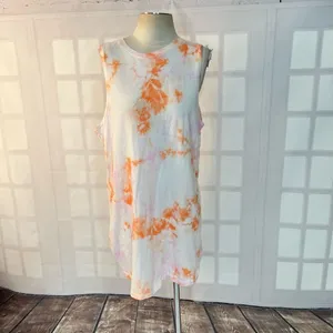 🔥🔥5 for $25🔥🔥 Spiritual Gangster white peach tie dye mini tank dress size xl thumbnail 3