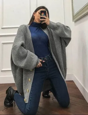 YesStyle LipHop Oversized Cardigan in Grey thumbnail 2