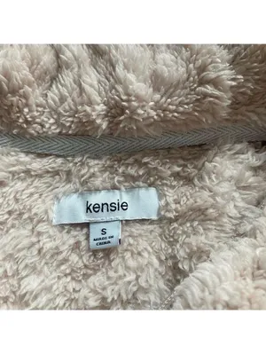 Kensie Women’s S Beige Teddy Sherpa Fleece Quarter Zip Pullover Cozy Soft thumbnail 4