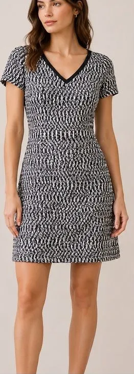 Tory Burch Marbled Tweed Preppy Academia V-Neck Mini Dress thumbnail 1