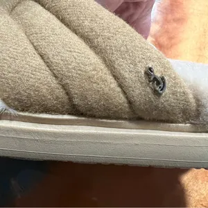 New Sam Edelman Vaughn Faux Fur Lined Sandal Slide size 8 Camel Twill Tan thumbnail 9