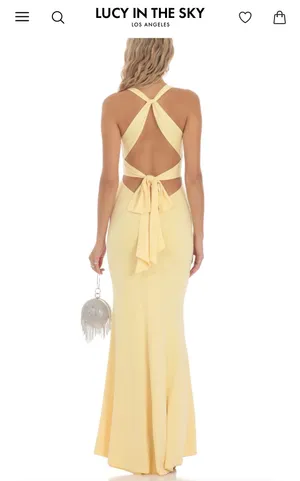 Front Twist Yellow Maxi Formal Dress thumbnail 2