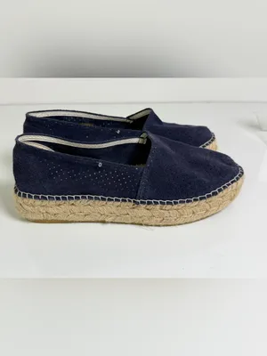Espadrij L’Originale Women’s Navy Suede Platform Espadrille Loafer US 7.5-8 NWOT thumbnail 3