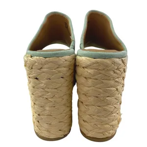 Lulus Ervyn Women's Mint Green Suede Raffia Platform Slip On Slide Sandals Sz 8 thumbnail 3
